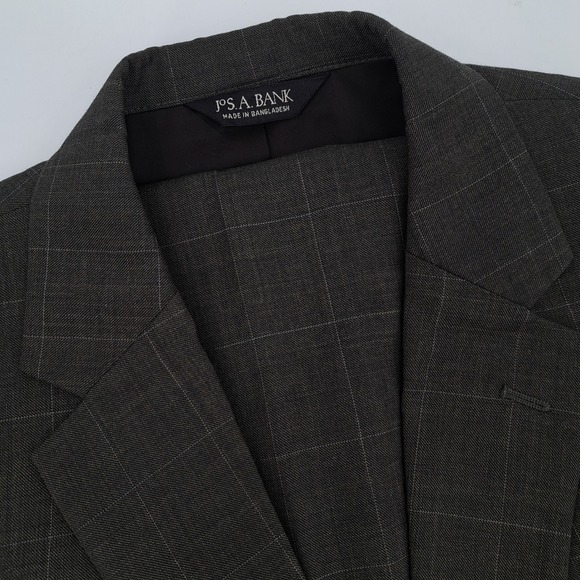 Jos. A. Bank Other - Jos A Bank Mens 46L Plaid Wool Traveler's 2 Piece Suit Windowpane Pants 41x31